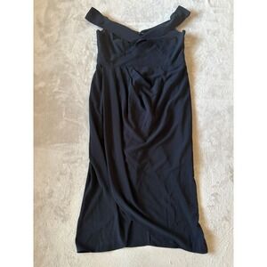 City Chic Womens M/18 Ripple-Love Black Maxi Dress Off Shoulder‎ Formal Dress